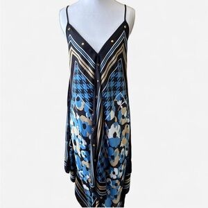 Michael Kors Blue and Black Floral Camisole Dress